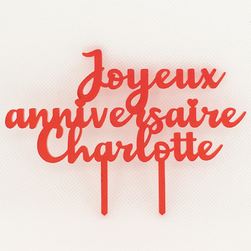 Cake Topper Joyeux Anniversaire personnalisé - Rouge Déco